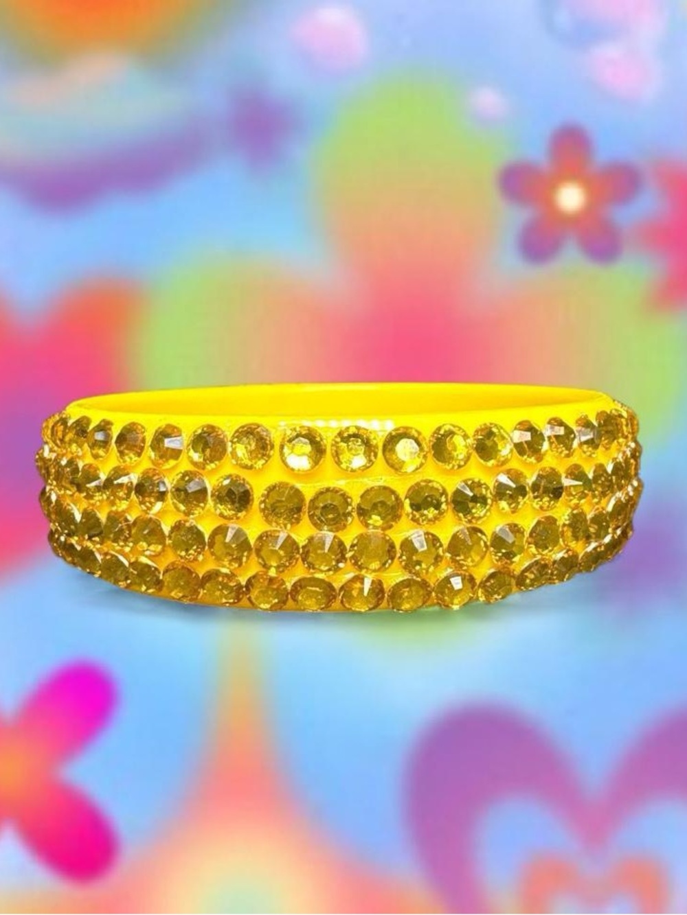 Yellow Crystal-Embellished Women’s Bangle Bracelet